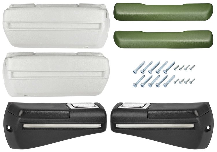 CH37373-GG Armrest Kit, Front/Rear, 68-69 Chevelle/Cut/Pont A-Body, Black Rear Base w/Trim