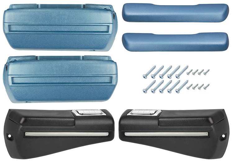 CH37373-LB Armrest Kit, Front/Rear, 68-69 Chevelle/Cut/Pont A-Body, Black Rear Base w/Trim