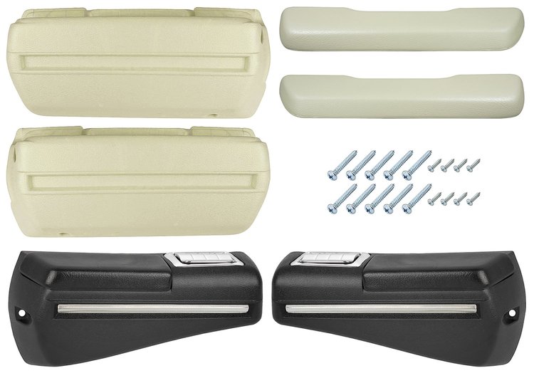 CH37373-PL Armrest Kit, Front/Rear, 68-69 Chevelle/Cut/Pont A-Body, Black Rear Base w/Trim