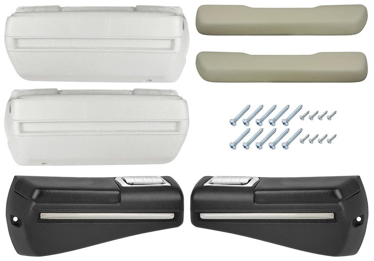 CH37373-SA Armrest Kit, Front/Rear, 68-69 Chevelle/Cut/Pont A-Body, Black Rear Base w/Trim