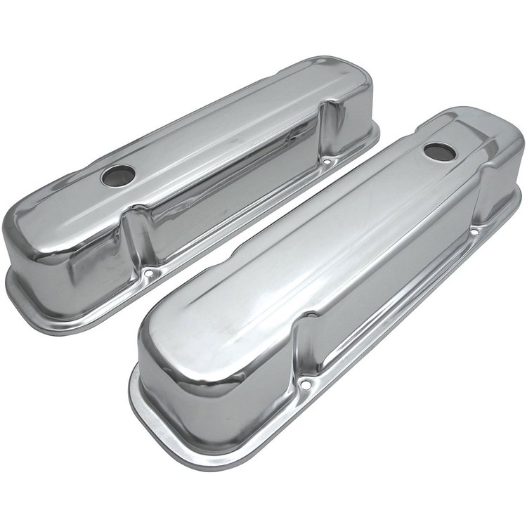 Valve Cover 1959-77 Pontiac Repro Chrome Baffled
