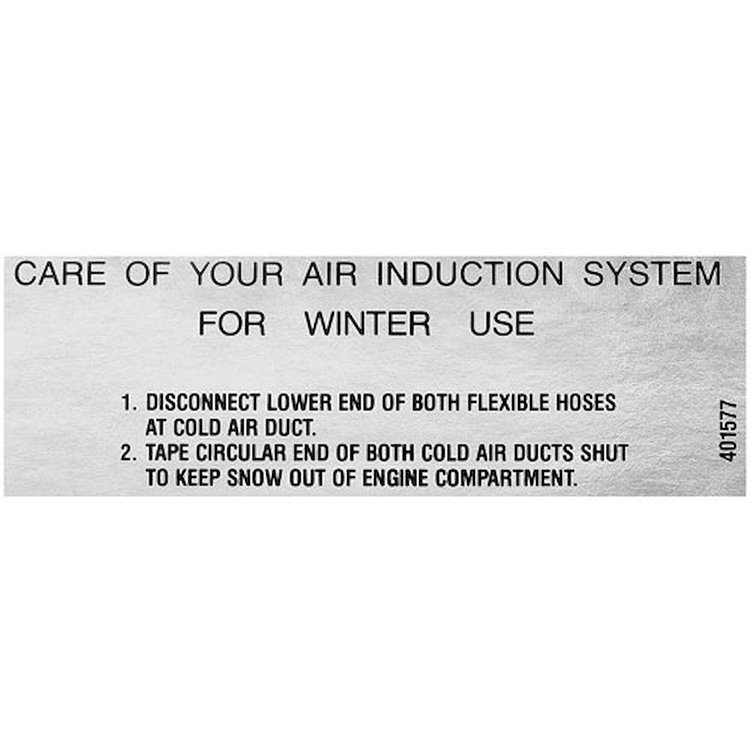 Decal 68-69 Cutlass Ram Air Winter Care Instructions