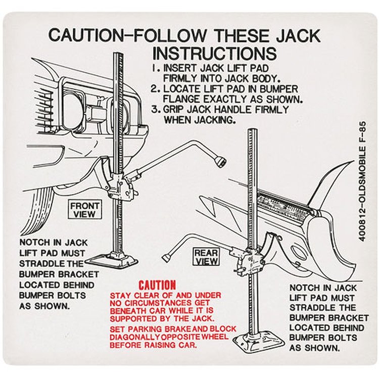 Decal 68 Cutlass Trunk Jacking Instructions
