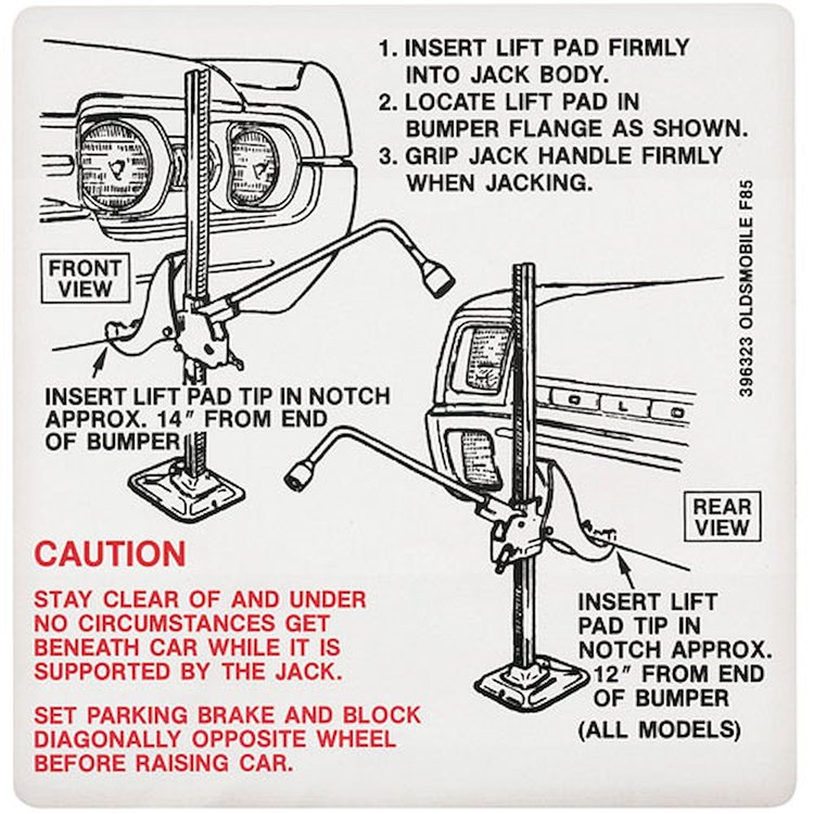 Decal 67 Cutlass Trunk Jacking Instructions Early