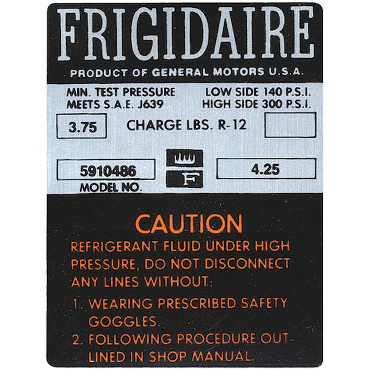 Decal 64 Cutlass Air Conditioning Compressor Orange 5910486