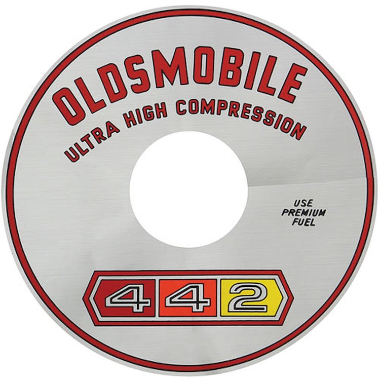 Decal 65-67 442 Air Cleaner Ultra High Compression 400 4bbl 11 Inch Silver
