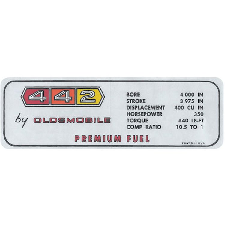 Decal 67 Cutlass Valve Cover 442