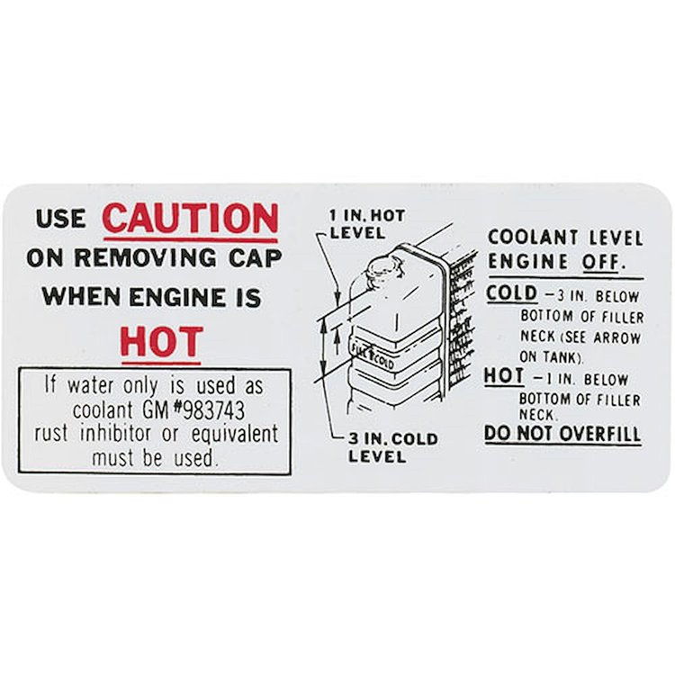 Decal 64-65 Cutlass Cooling System Caution
