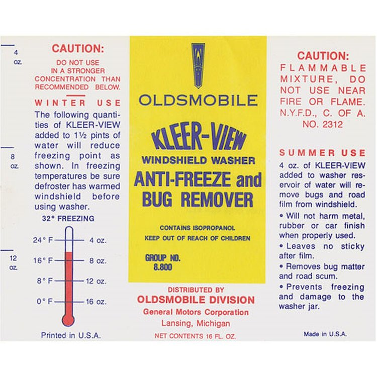 Decal GM Kleerview Bottle 1961-67 Cutlass