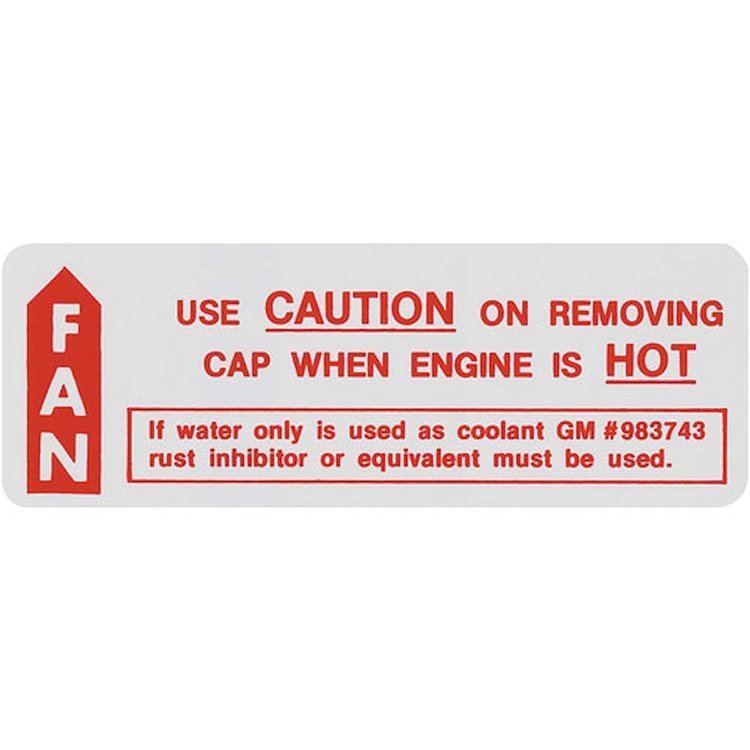 Decal 66-67 Cutlass Cooling System Caution