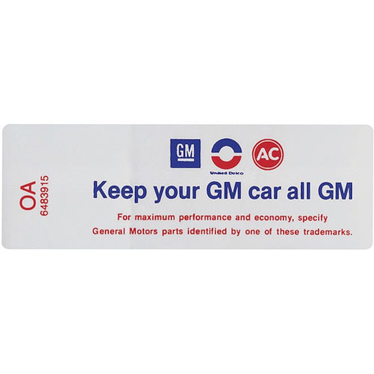 Decal 68 Cutlass Air Cleaner 350 400 2bbl Keep your GM car all GM