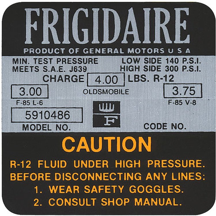 Decal 67 Cutlass Air Conditioning Compressor Orange 5910486