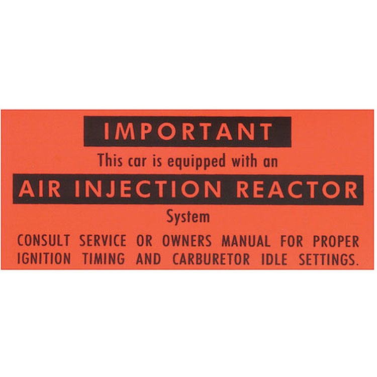 Decal 66-67 Cutlass Air Injection Reactor Calif.