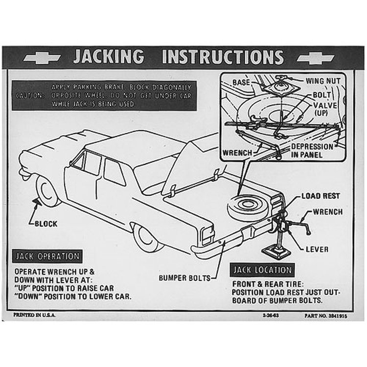 Decal 64-66 Chevelle Jacking Instructions