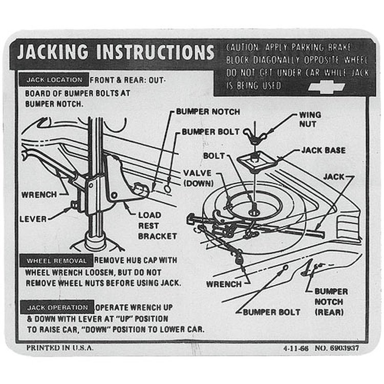Decal 67 Chevelle Jacking Instructions