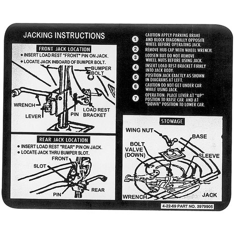 Decal 70 Chevelle Jacking Instructions Early 70