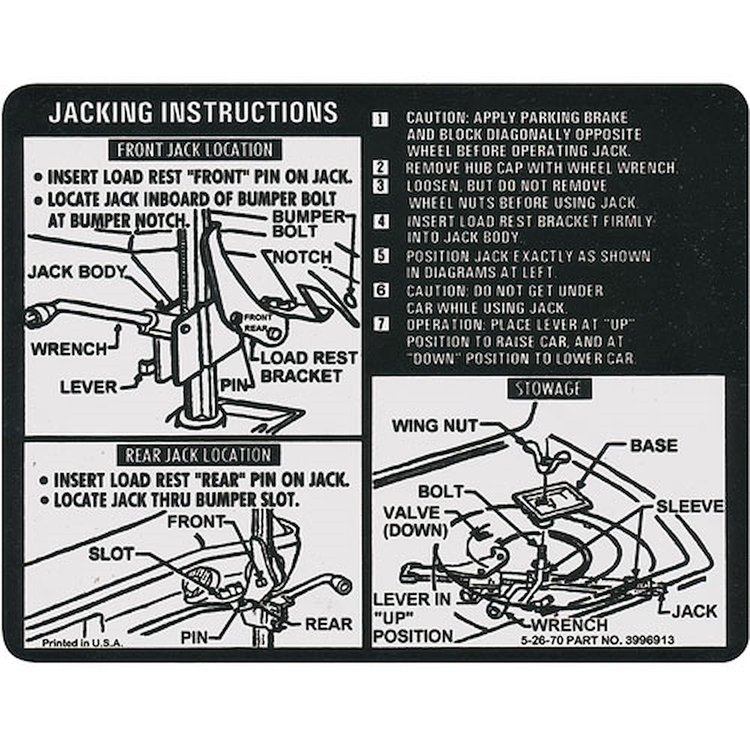 Decal 71 Chevelle Jacking Instructions