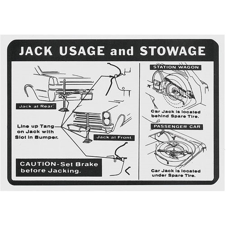 Decal 65 GTO Tempest Lemans Jacking Instructions