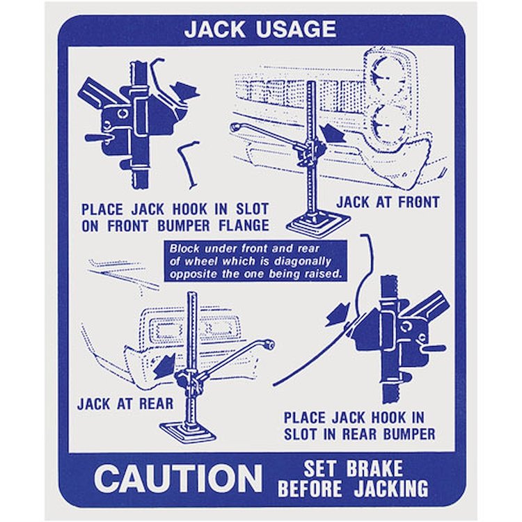 Decal 67 GTO Tempest Lemans Jacking Instructions