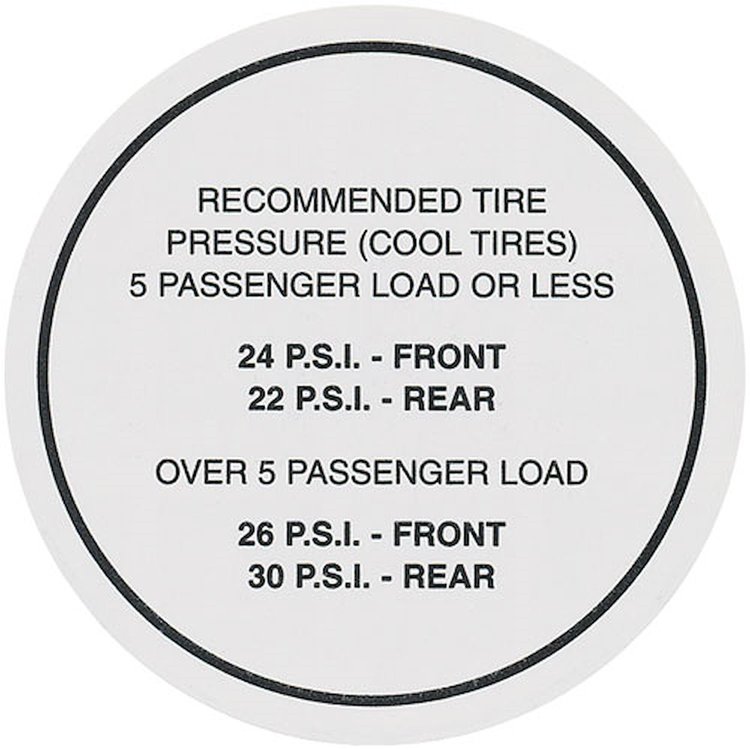 Decal 65 Pontiac Tire Pressure