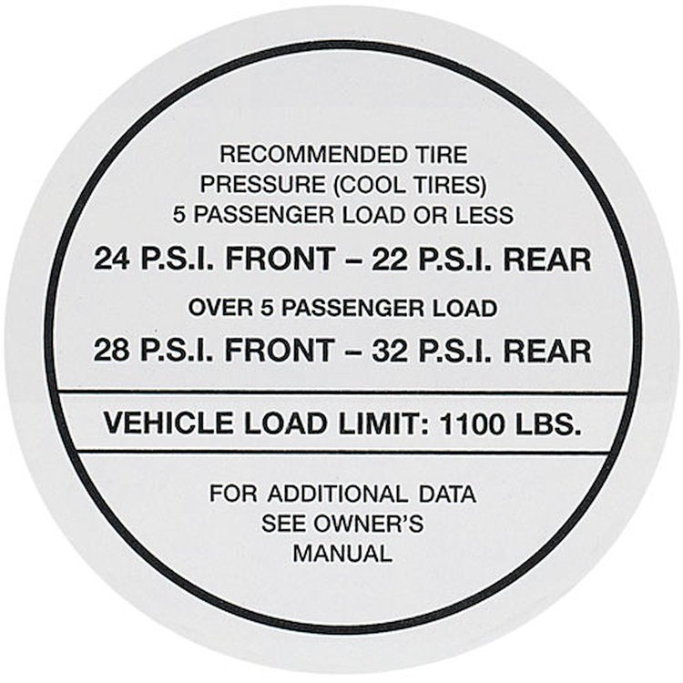 Decal 66 Pontiac Tire Pressure