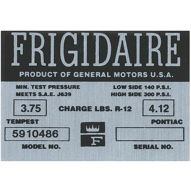 Decal 64-65 Pontiac Air Conditioning Compressor Frigidaire