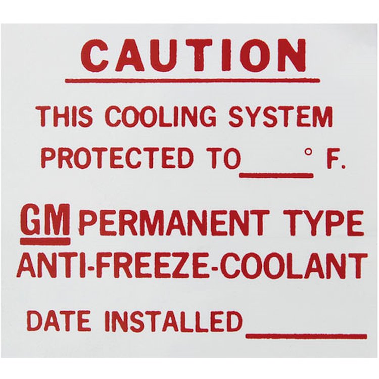DEALER ANTIFREEZE TAG