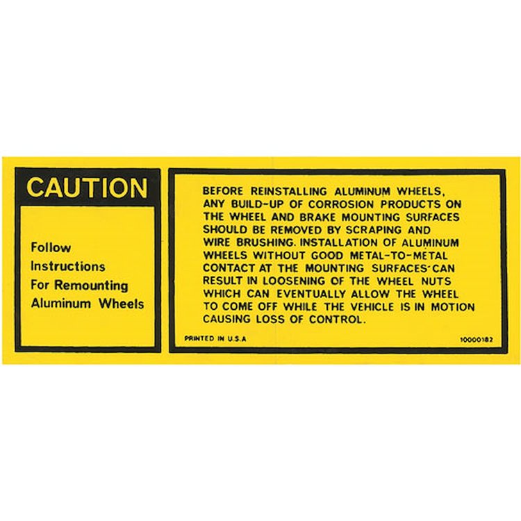 Decal 77 Grand Prix Aluminum Wheel Warning 10000182