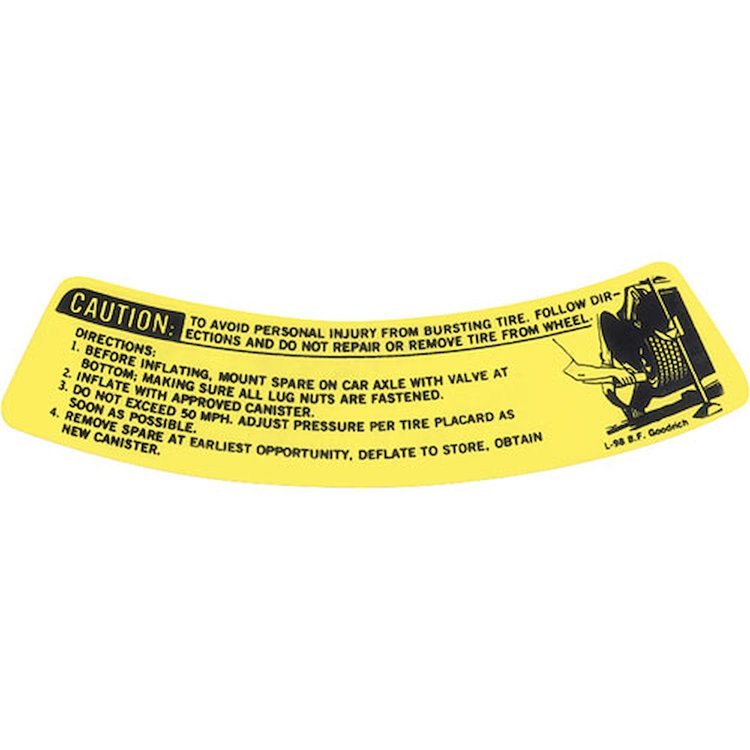 Decal 73-77 Pontiac Spare Tire Warning