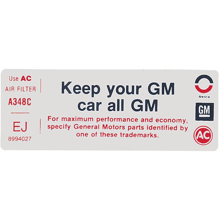 Decal 75 Pontiac Cadillac Keep Your GM Car All GM EJ