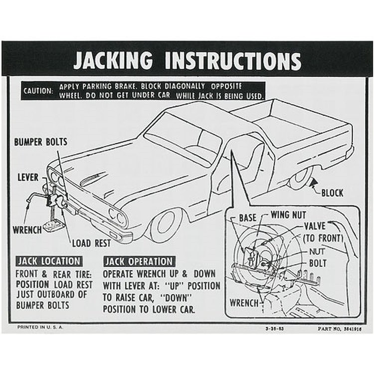Decal 64-66 El Camino Jacking Instructions