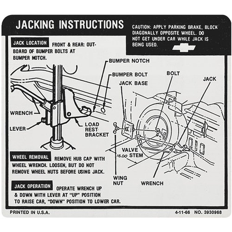 Decal 67 El Camino Jacking Instructions