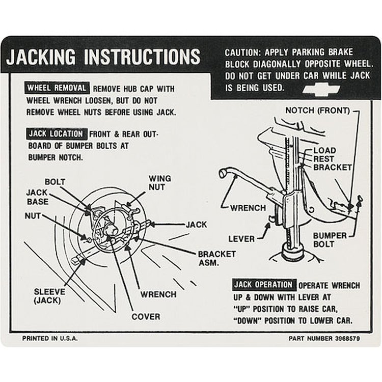 Decal 69 El Camino Jacking Instructions SS