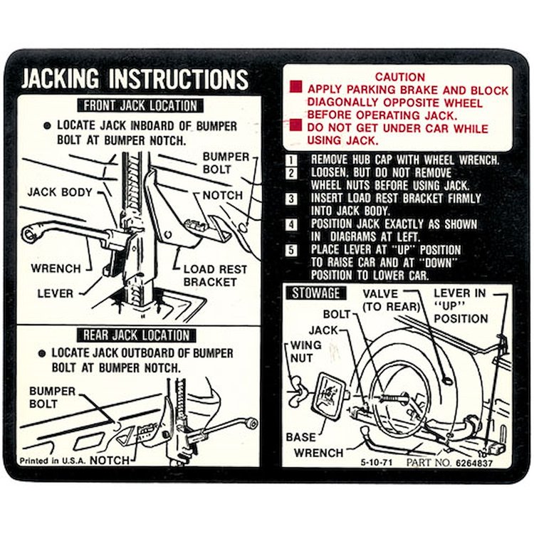Decal 72 El Camino Jacking Instructions