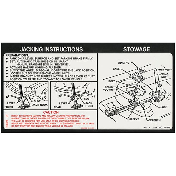 Decal 73 Chevelle Jacking Instructions