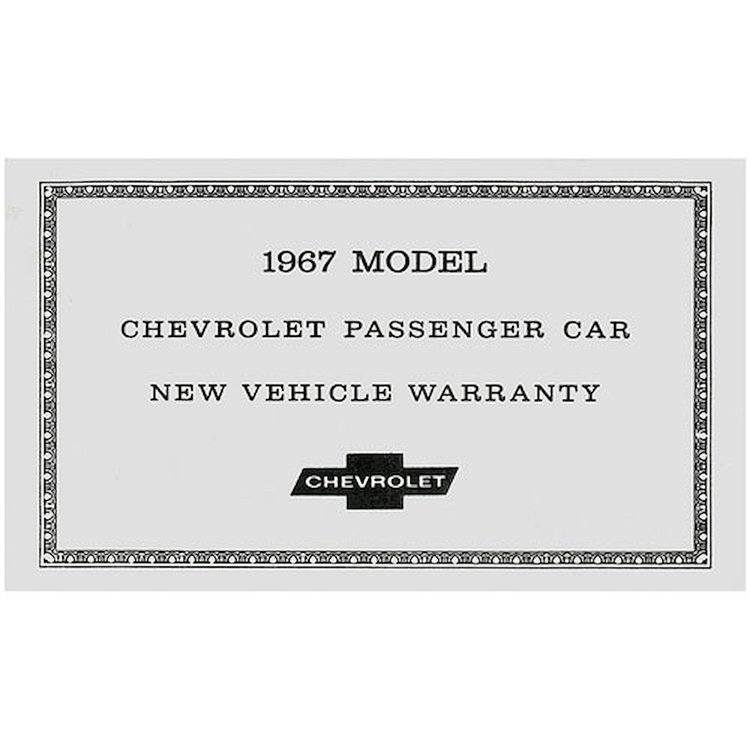 Warranty Certificate 1967 Chevrolet