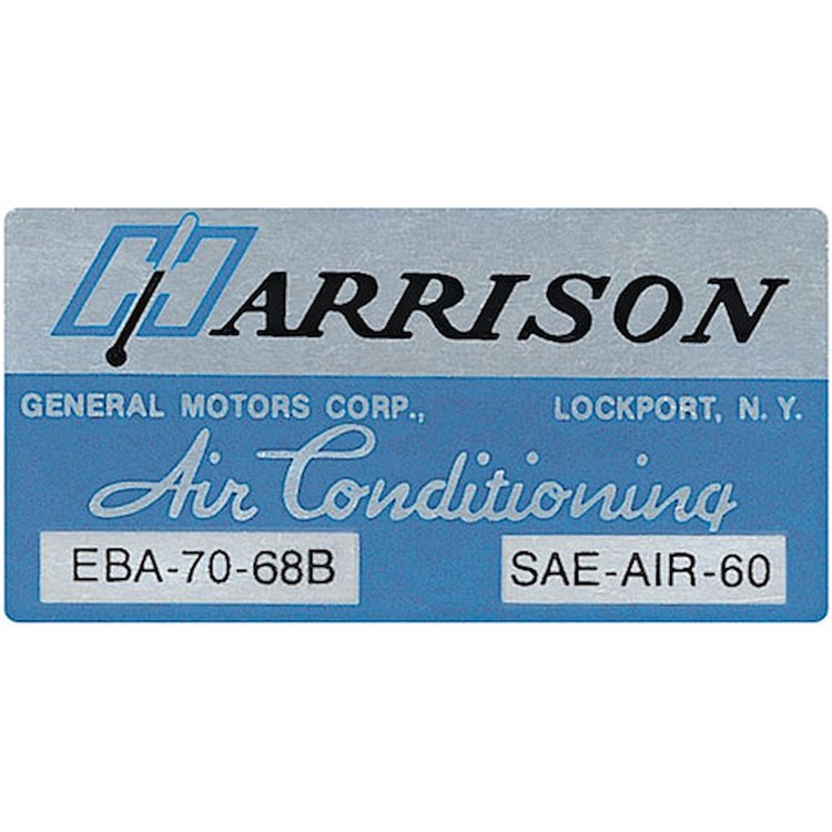 Decal 68 GM A Body Evaporator Box Harrison Air Conditioning