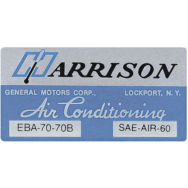 Decal 70 GM Evaporator Box Harrison Air Conditioning EBA7070B
