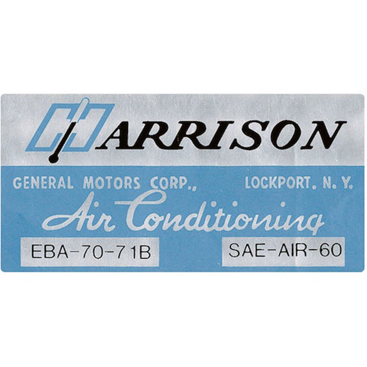 Decal 71 GM Evaporator Box Harrison Air Conditioning EBA7071B
