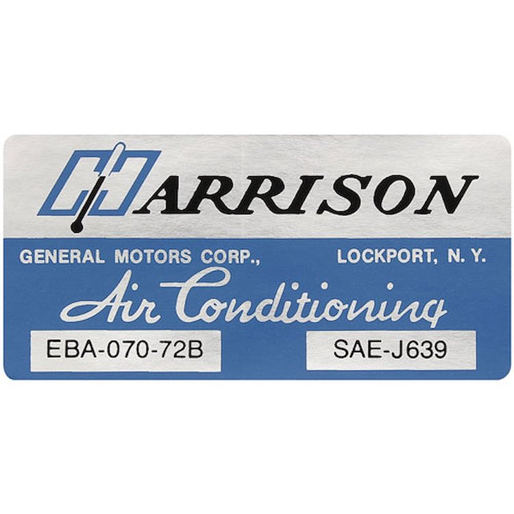 Decal 72 GM Evaporator Box Harrison Air Conditioning EBA7072B
