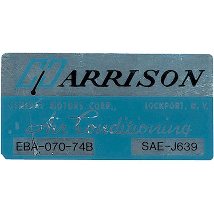 Decal 74 GM Evaporator Box Harrison Air Conditioning EBA7074B