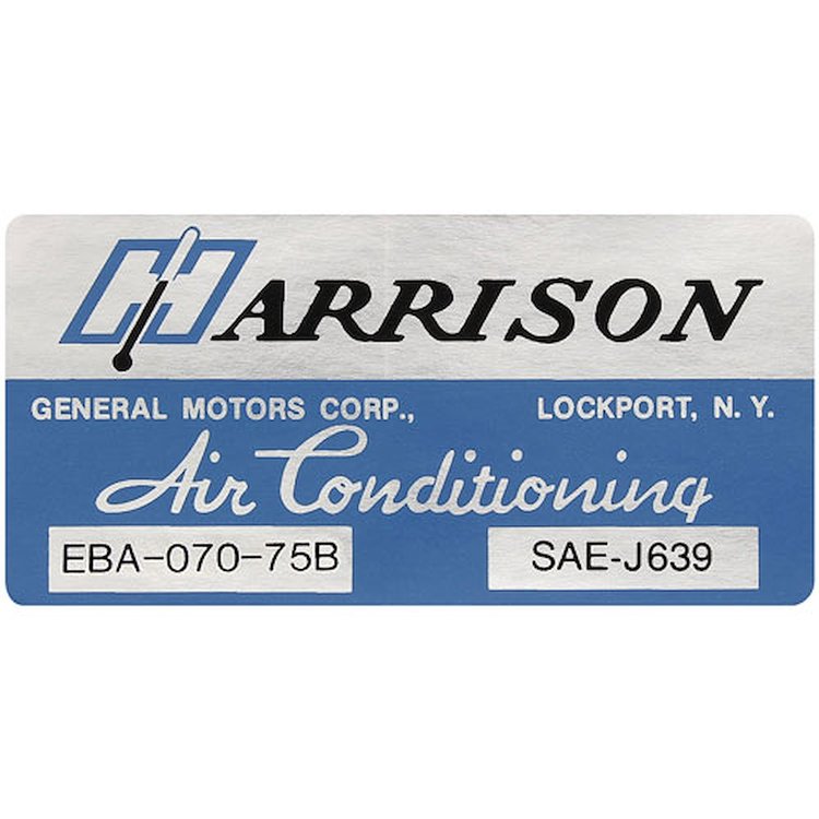 Decal 75 GM Evaporator Box Harrison Air Conditioning EBA7075B
