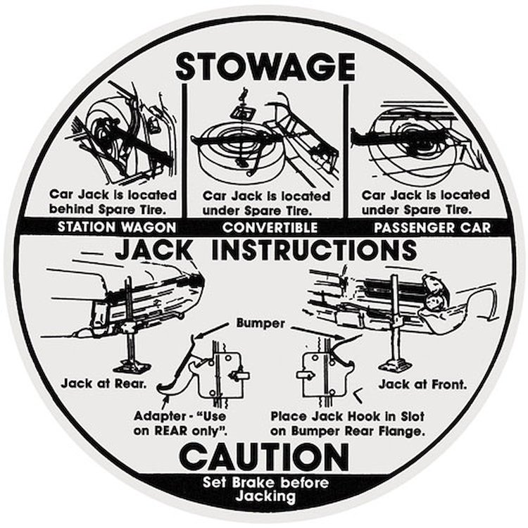 Decal 66 Pontiac Jacking Instructions Early 6 1/2 inch diameter