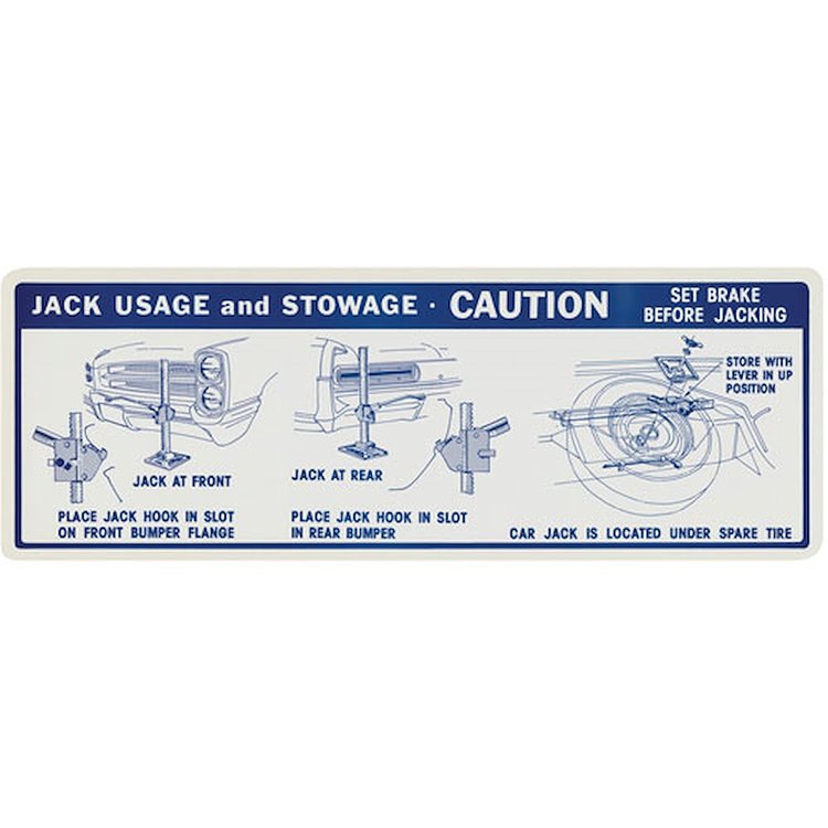 Decal 66 Pontiac Jacking Instructions Late 4 1/2 x 13 inch