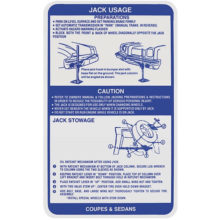 Decal 73 Pontiac Jacking Instructions
