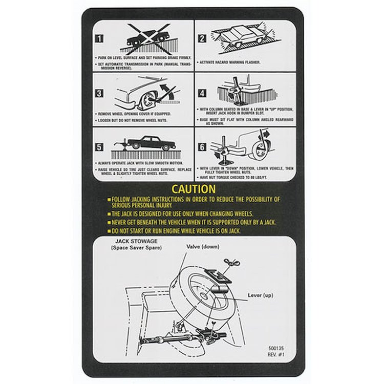 Decal 76 Grand Prix Jacking Instructions With Space Saver Spare
