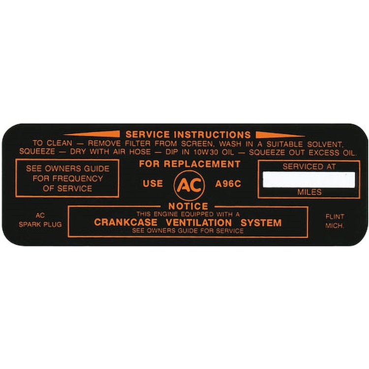 Decal 63-64 Pontiac Air Cleaner Service Instructions A96C