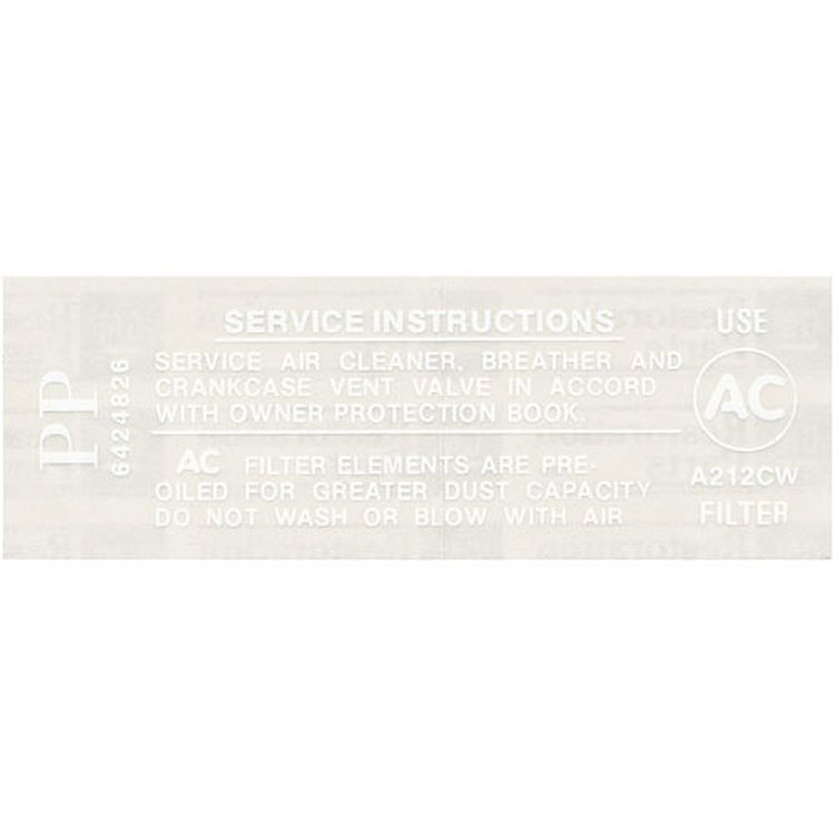 Decal 68-69 Grand Prix Air Cleaner Service 428