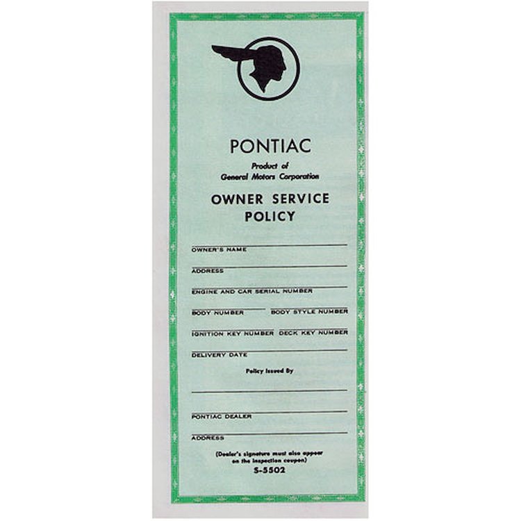 Service Policy 1959 Bonn/Cat New Vehicle S-5502
