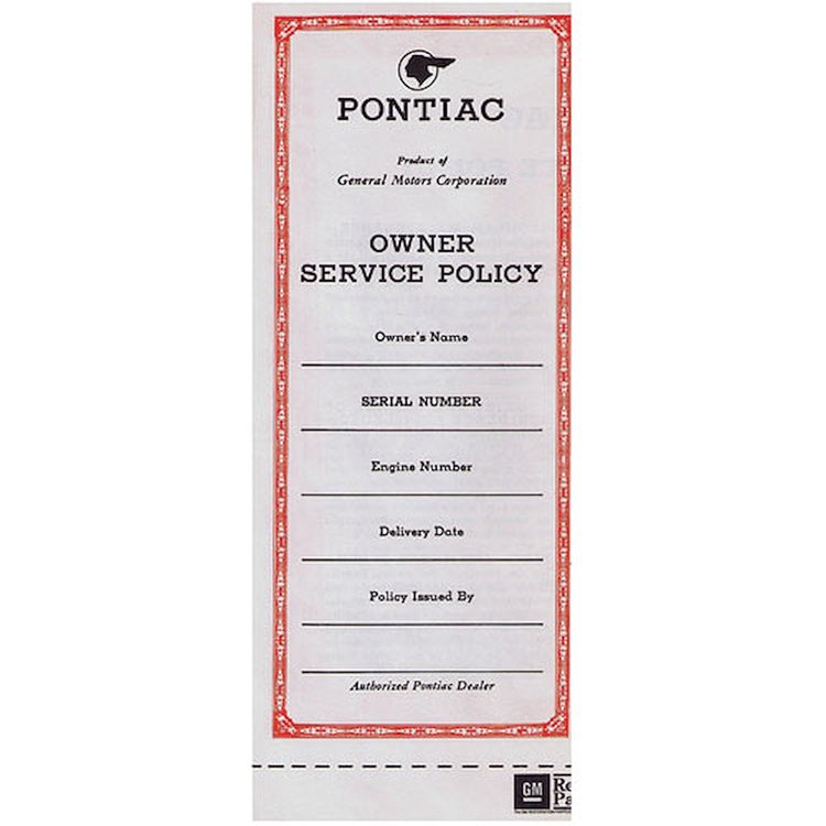 Service Policy 1960-64 Bonn/Cat/GP New Vehicle